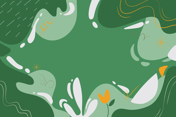 Presentation Background with tropical leaf plant on green background vector design.