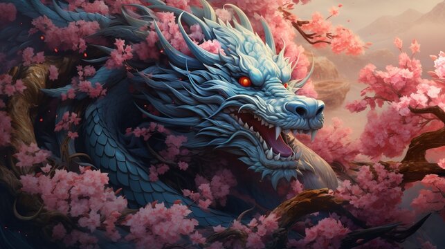 asian dragon splendor digital art illustration