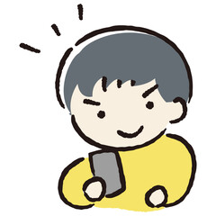 スマホを見て楽しむ人のイラスト