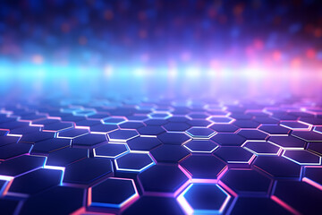 Obraz premium abstract 3D hexagons modern blue background, Digital image of light rays, stripes lines with blue light, AI generate