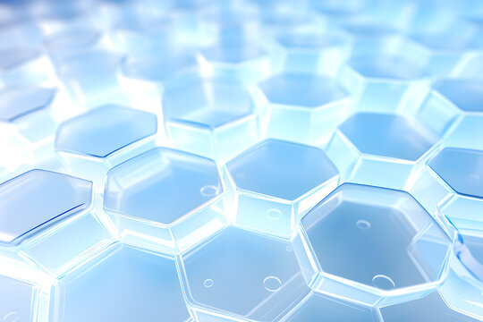 abstract 3D hexagons modern blue background, Digital image of light rays, stripes lines with blue light, AI generate