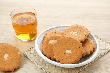 Ontbijtkoek, traditional Dutch spice bread, with butter and cinnamon
