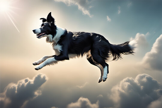 a-border-collie-flying-in-the-sky.
Generative AI