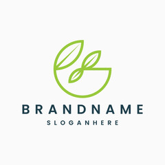 G leaf logo Design Template Vector Graphic Branding Element.