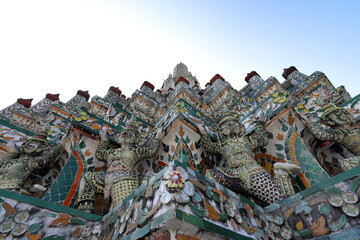 Wat Arun Ratchawararam Ratchawaramahawihan or Temple of Dawn in Bangkok Yai district, Thailand 