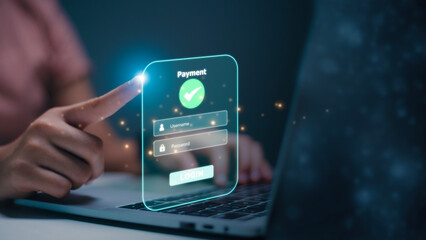 Digital online payment concept. Business people using mobile smart phone, online payment, banking, online shopping. Technology online banking applications via internet network. financial transaction.