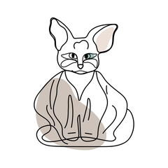 Fat cat or kitten in one continuous line