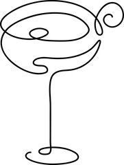 line art bar cocktail. Glass of wine in continuous line