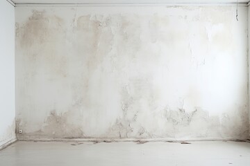 A significant amount of mildew is present on the white walls inside the apartment.