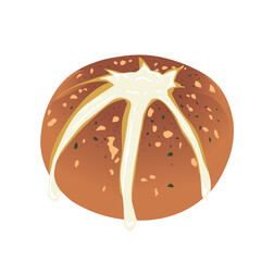 Illustration of Korean cheese garlic vector cream. Korean cake