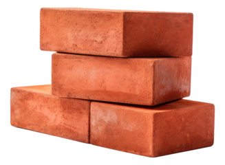 Stack of old red bricks isolated.
