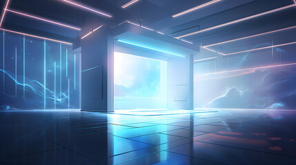 美しい未来的な背景とモダンなポディウムのイラスト No.061 | Illustration of Beautiful Futuristic Background with Modern Podium Generative AI