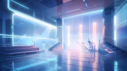 美しい未来的な背景とモダンなポディウムのイラスト No.009 | Illustration of Beautiful Futuristic Background with Modern Podium Generative AI