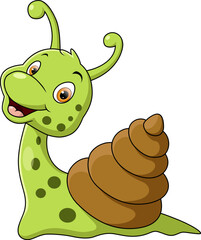 Cute snail cartoon isolated on white background