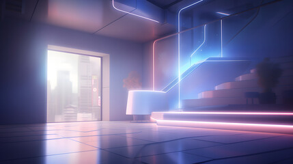 美しい未来的な背景とモダンなポディウムのイラスト No.045 | Illustration of Beautiful Futuristic Background with Modern Podium Generative AI