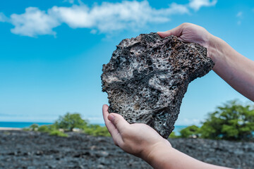 volcanic rock. Lava Flow of 1801 . KEKAHA KAI (KONA COAST) STATE PARK. Mahaiula Beach, Big Island...