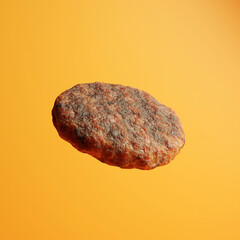 3D realistic juicy beef burger patty ,Grilled burger meat for commercial , Cooked burger patty with burn strip, 3D rendering hamburger with high quality texture isolated on yellow background