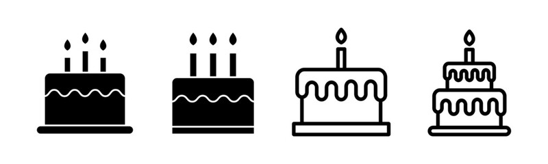 Cake icon set illustration. Cake sign and symbol. Birthday cake icon