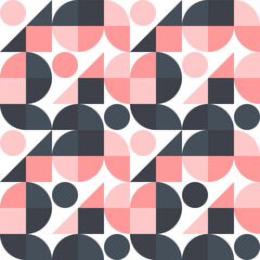 Geometric Mosaic Abstract Pattern Decorative Ornament Background Wall Vector Illustration White Pink Black