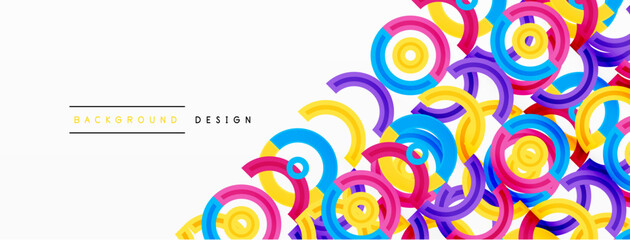 Fototapeta premium Circles are arranged in a grid pattern abstract background and feature a range of different colors, including shades of various colors. Template for wallpaper, banner, presentation, background