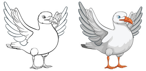 Fototapeta premium Seagull Bird Flying Outline