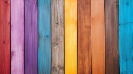 Grunge rainbow wood panels background. Generative AI