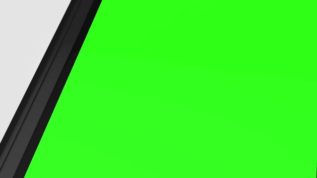 Fold Mobile phone with blank green screen, isolated on white background. HD animation for presentation on mockup screen	