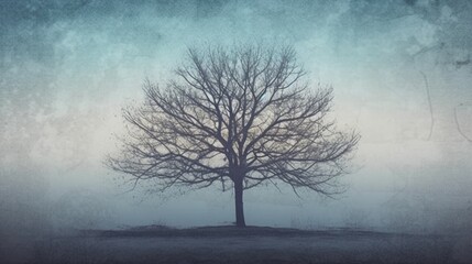 tree in fog