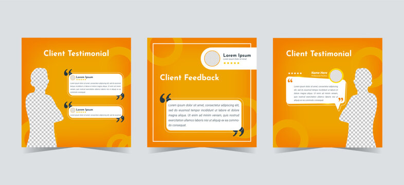 Client feedback orcustomer review testimonial social media banner post  template