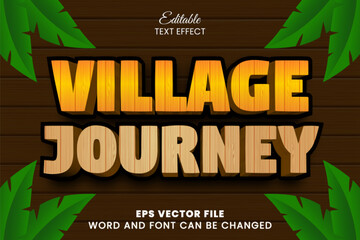 Village journey editable text effect, wooden texture text effect