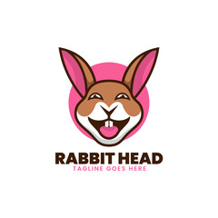 Vector Logo Illustration Rabbit Head Mascot Cartoon Style.