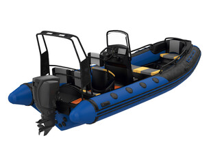 Inflatable Motor Boat Isolated