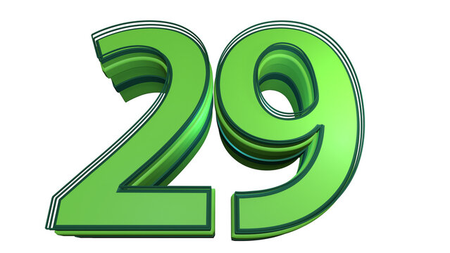 Creative green 3d number 29