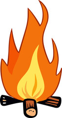 illustration of a wooden campfire roaring bonfire Warm and inviting outdoor and camping themes