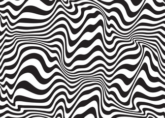 Vector seamless pattern. Abstract striped texture with bold monochrome waves. Creative background with wavy blots. Decorative design with distortion effect.