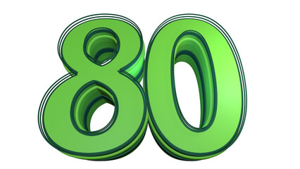 Creative green 3d number 80