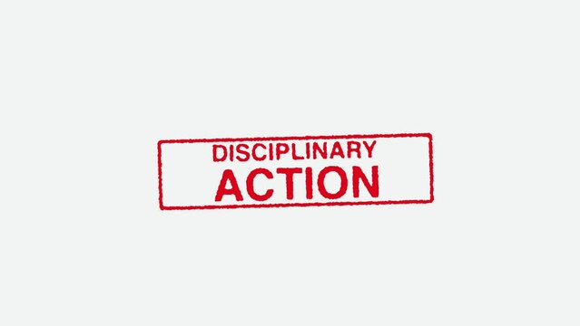 Real Hand Stamping Disciplinary Action on White Background