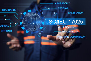 Electrical and electronic field tester in laboratories under ISO IEC 17025 standard is pointing to...