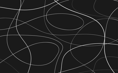 Abstract hand drawn scribble doodle chaos pattern texture isolated on black background. Vector seamless pattern. Geometric pattern with wavy stripes. Stylish texture with confused lines.