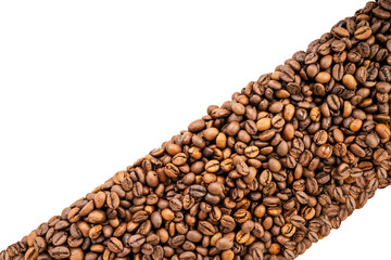 Roasted coffee beans isolated on white background, Roasted coffee beans on white png file.