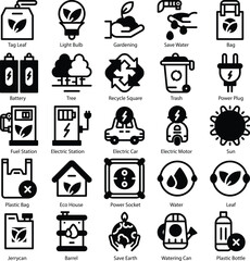 ecological icon set, vector environment, energy sign and symbol concept on white background by Rasamastudio