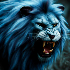 Ferocious blue lion