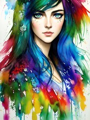 Obraz na płótnie Canvas portrait of a woman with colorful makeup