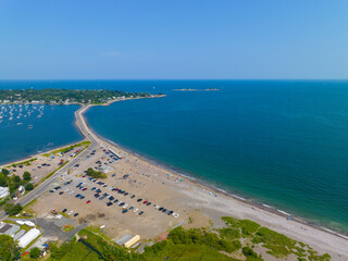 Devereux Beach aerial view at Marblehead Harbor in town of Marblehead, Massachusetts MA, USA.