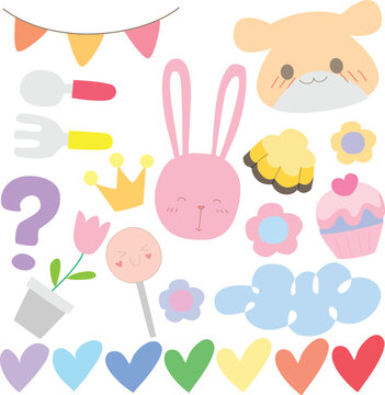 set of baby elements ,Hand draw doodle set fashion patch badges for sticker , postcard , invitation . vector illustration for kids