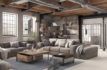 Habitación estilo industrial