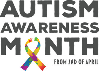Digital png illustration of autism awareness month text on transparent background