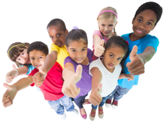 Digital png photo of group of diverse schoolchildren on transparent background