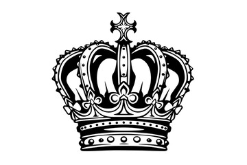Hand drawn crown ink sketch. Engraving style vector illustration.