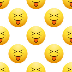 Laughing emoji seamless pattern. Vector elements on white background. Best for textile, mobile apps, UI and web design.